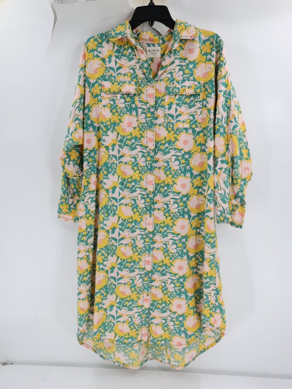 Mirth Kyoto house dress Women Small camelia bloom Floral pattern Cotton Midi